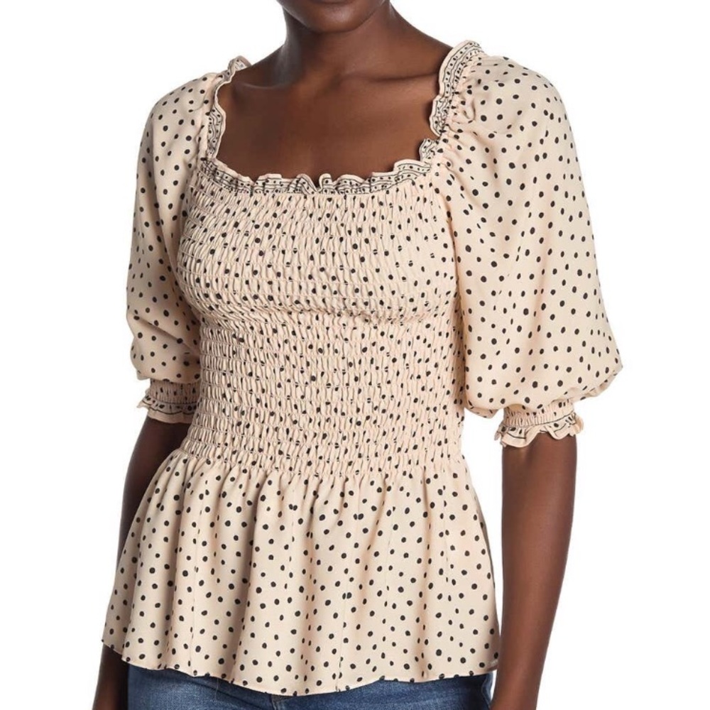 Max Studio Smocked Peasant Blouse